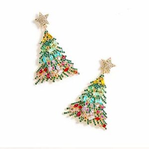 Lot J CREW Christmas Earrings (Tree and Crystal Ear Crawler) and Loft Heart Bag